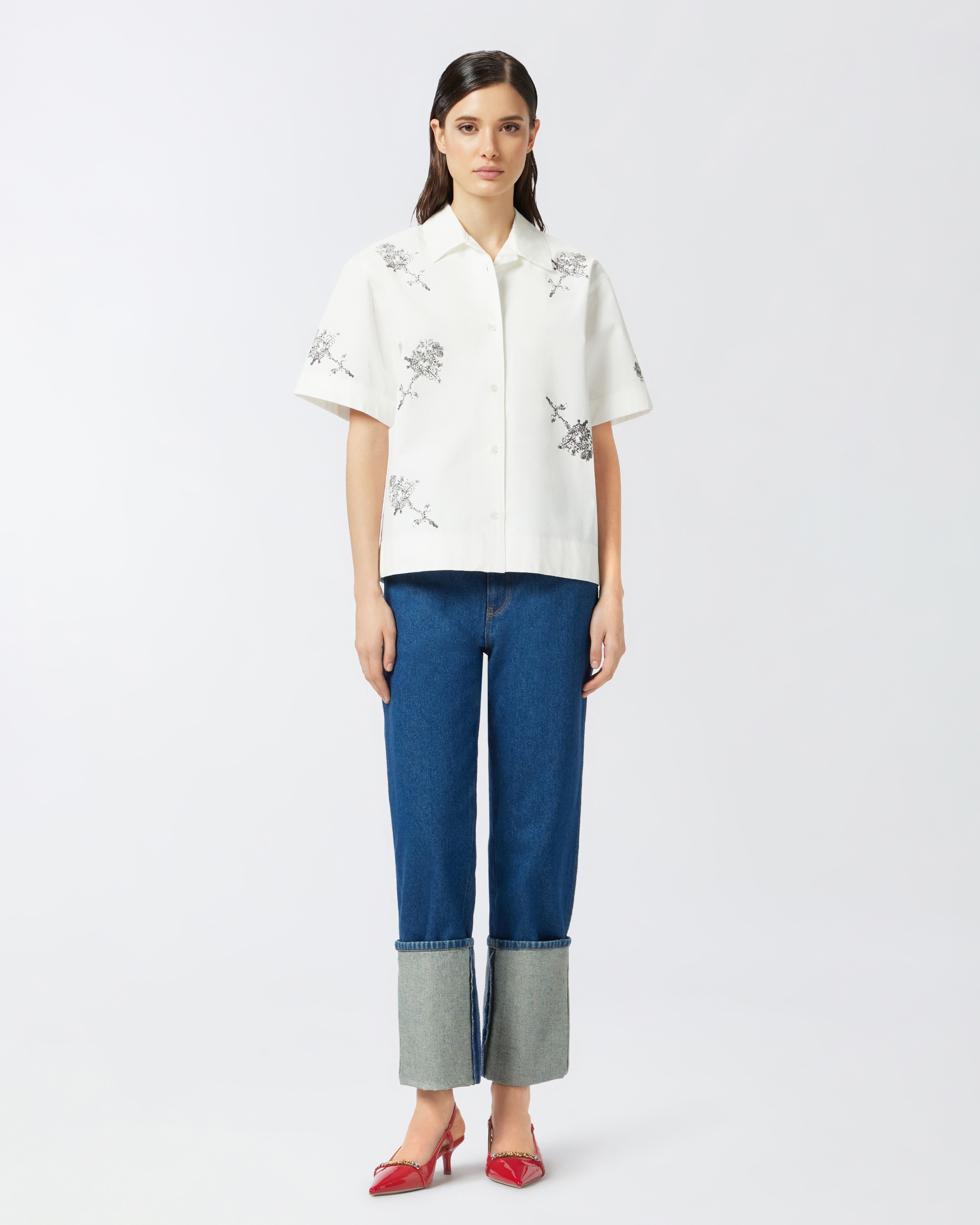 REIMAGINE BY PINKO X PATRICK MCDOWELL SHORT-SLEEVED SHIRT WITH ROSE PRINT - 3