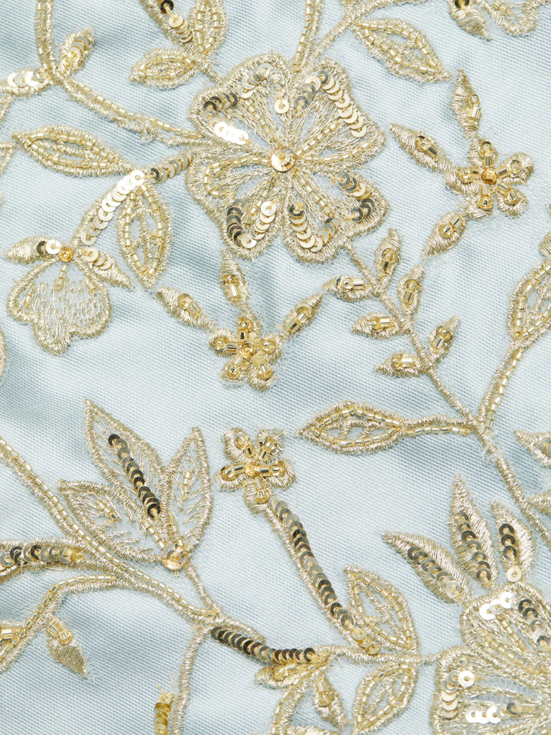Women's Embroidered Piqué Cocktail Dress - Powder Blue Gold 7