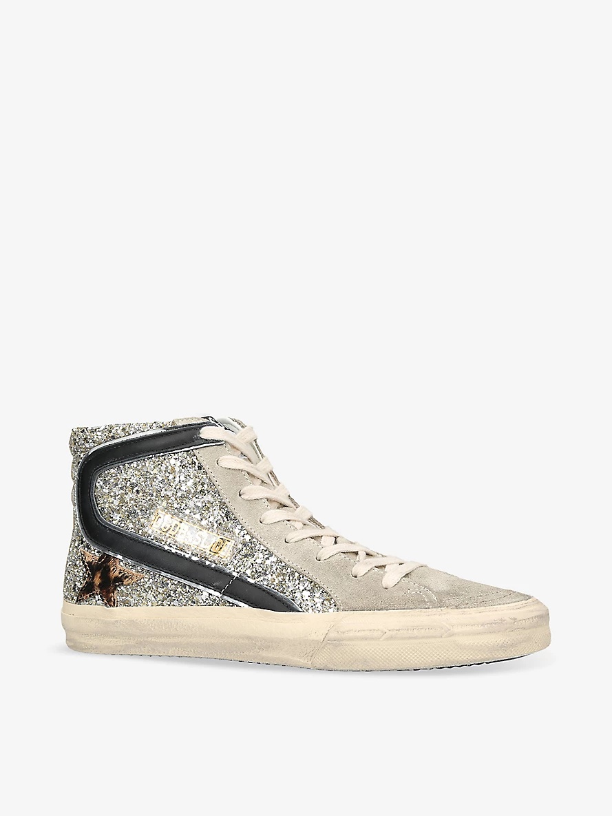 Slide 82515 glitter-embellished woven mid-top trainers - 3
