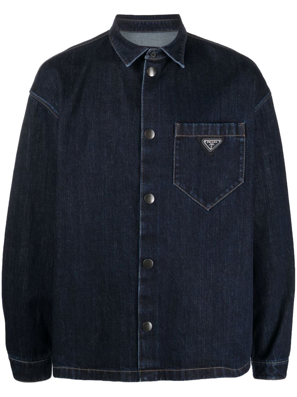 logo-patch denim shirt - 1