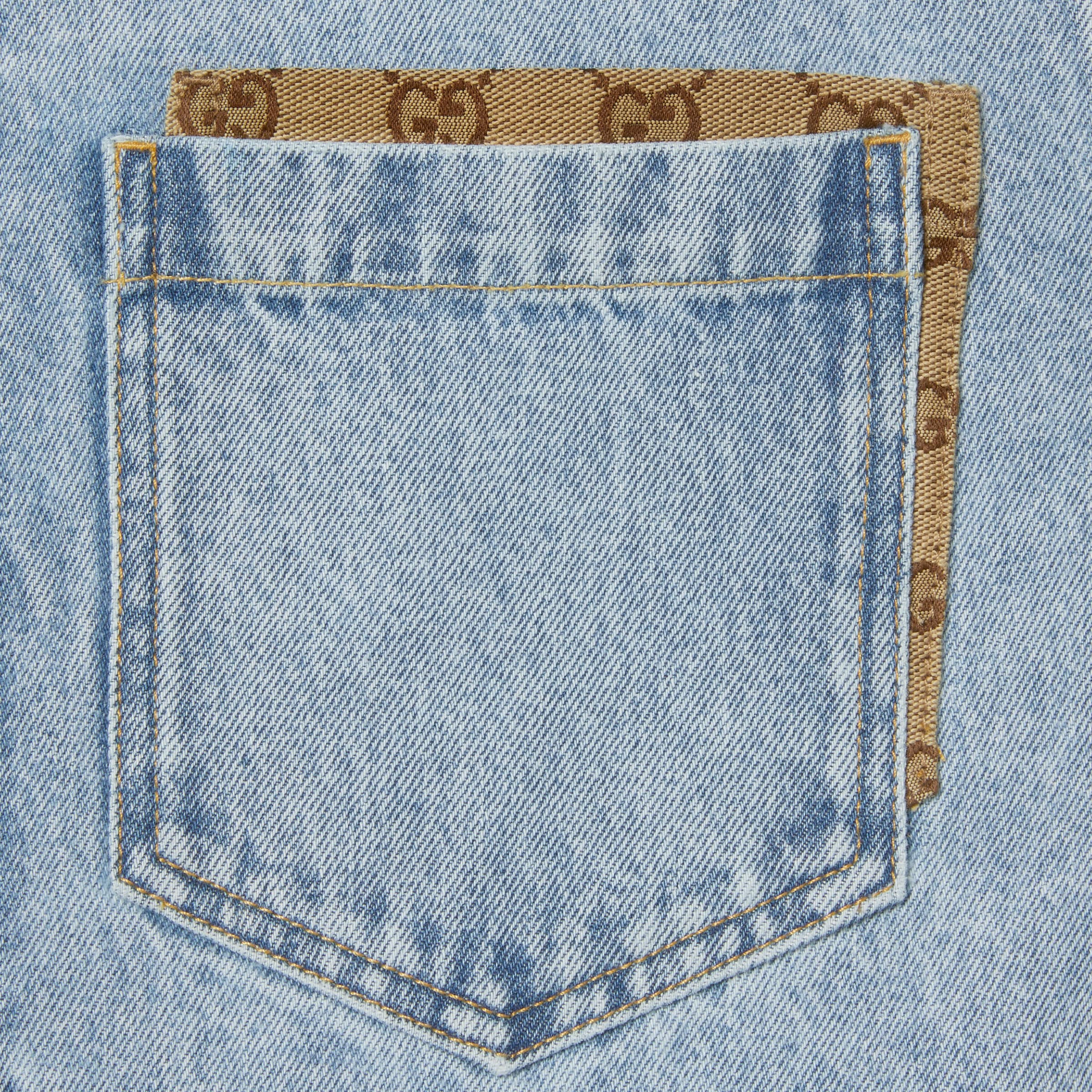 Washed denim shirt with GG insert - 6