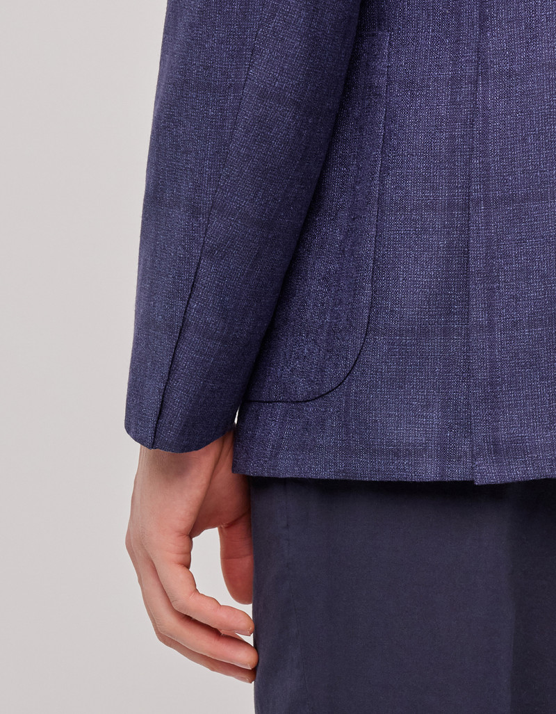 NAVY BLUE TRICOT-EFFECT COTTON JERSEY JACKET 175