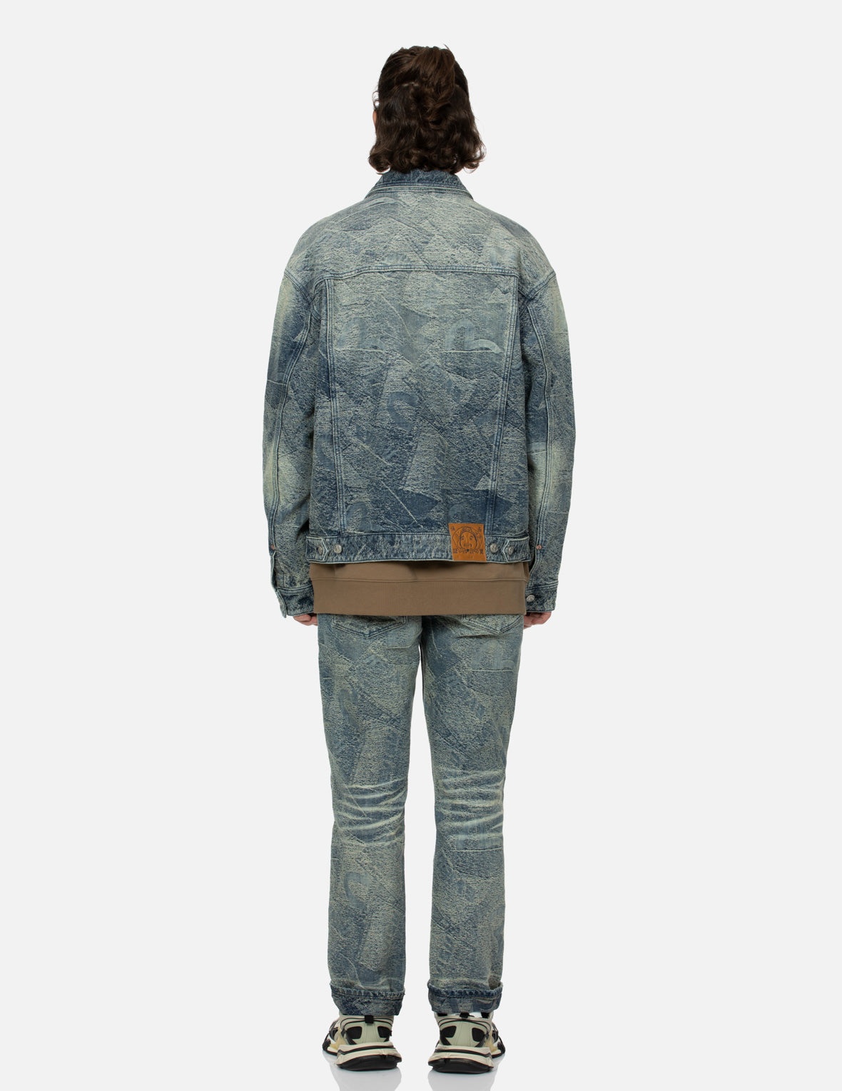 ALLOVER POCKET PRINT AND SEAGULL EMBROIDERY LOOSE FIT DENIM JACKET - 6