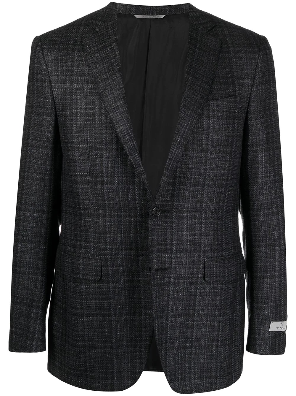 checked single-breasted blazer - 1