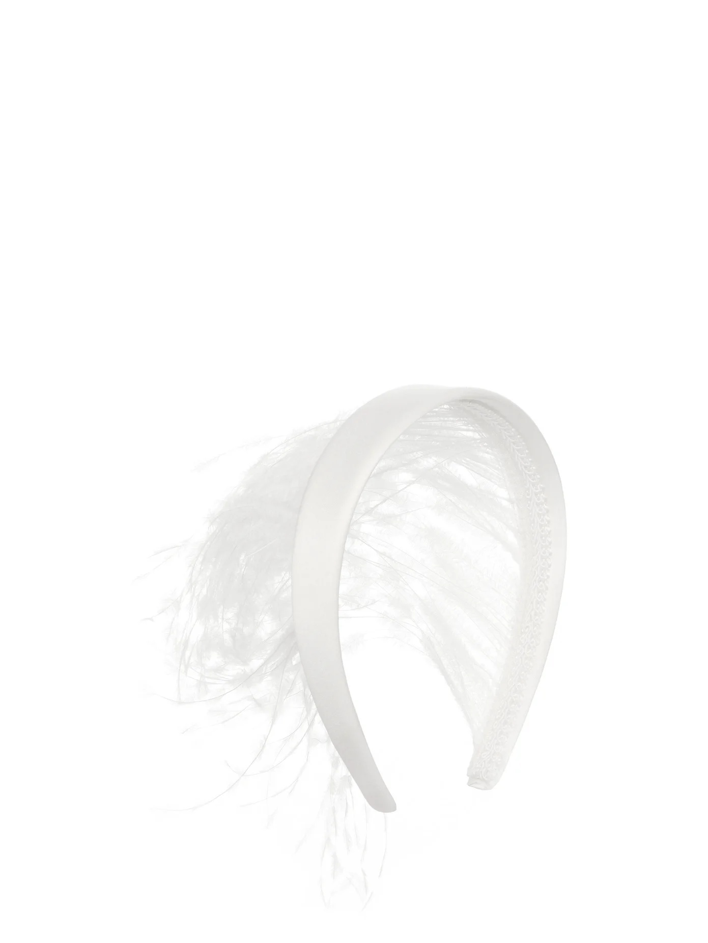 Feather-trimmed satin headband - 1