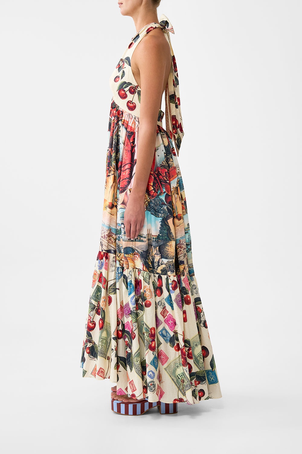RUFFLE HEM HALTER DRESS - 4