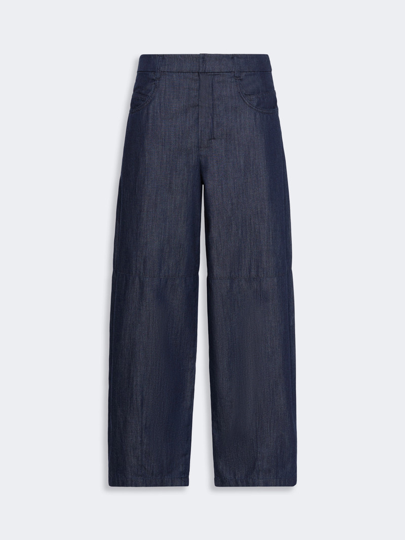 PEPLO Cotton denim barrel-leg trousers - MIDNIGHTBLUE 1
