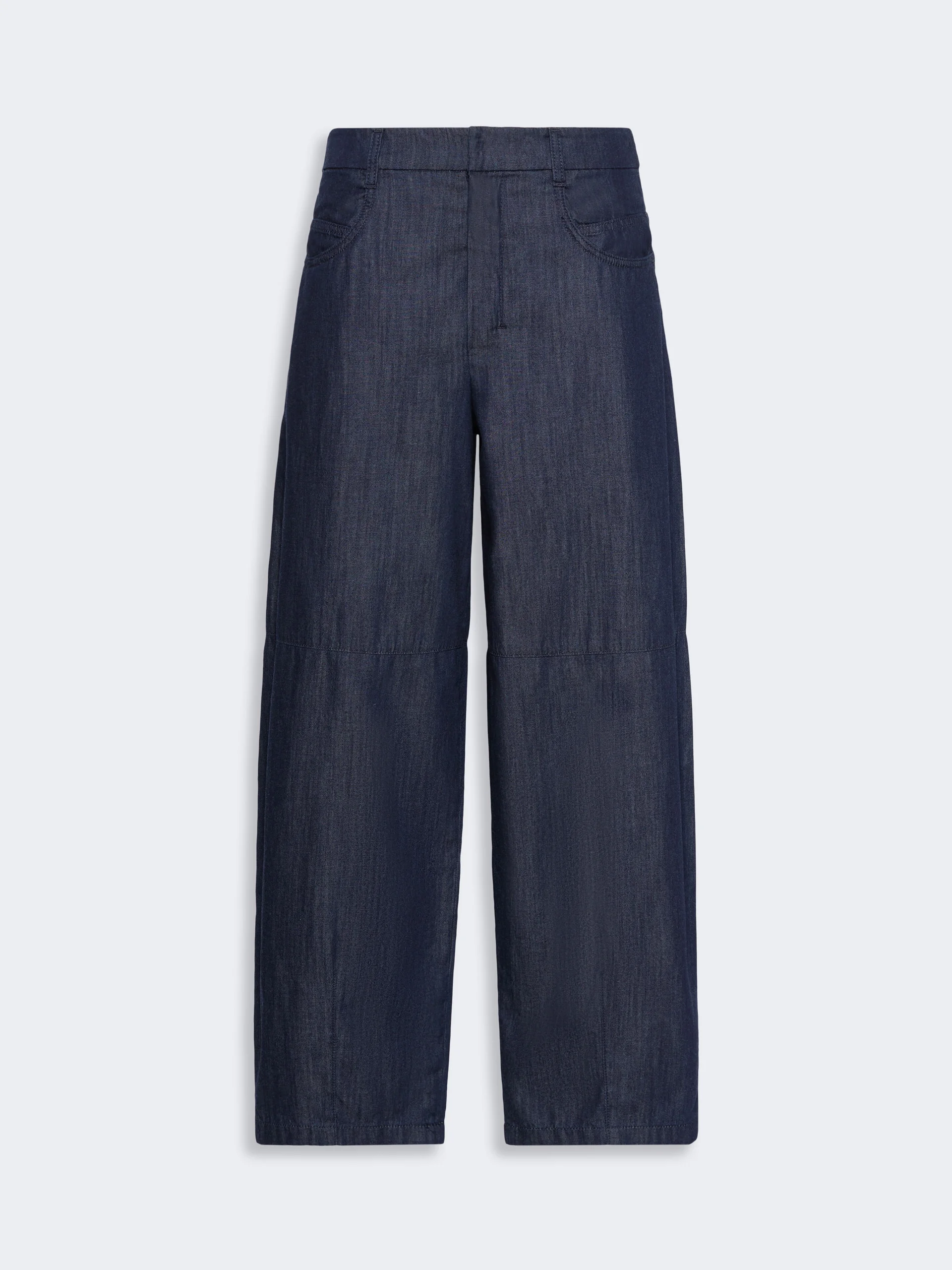 PEPLO Cotton denim barrel-leg trousers - MIDNIGHTBLUE - 1