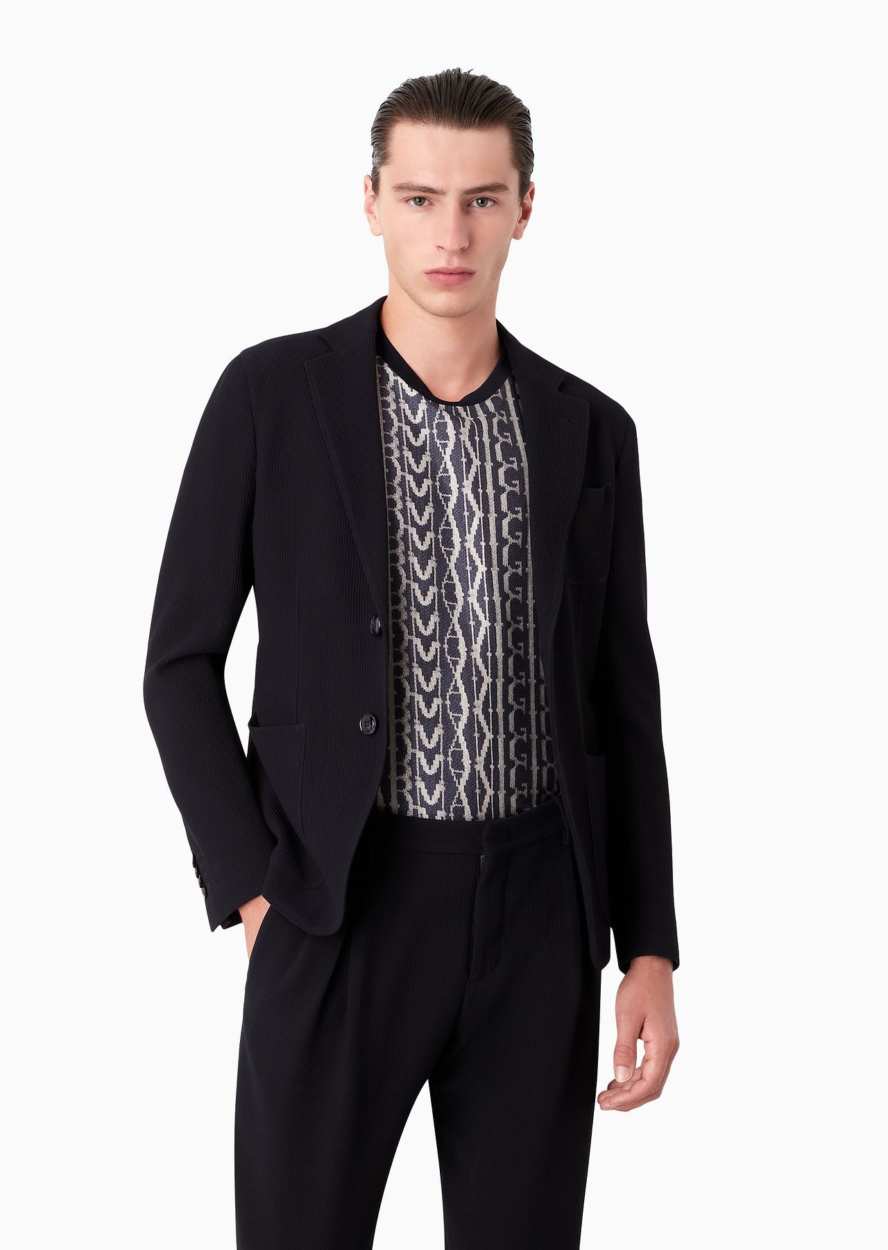 Singe-breasted Upton jacket in virgin-wool crêpe rep fabric - 2