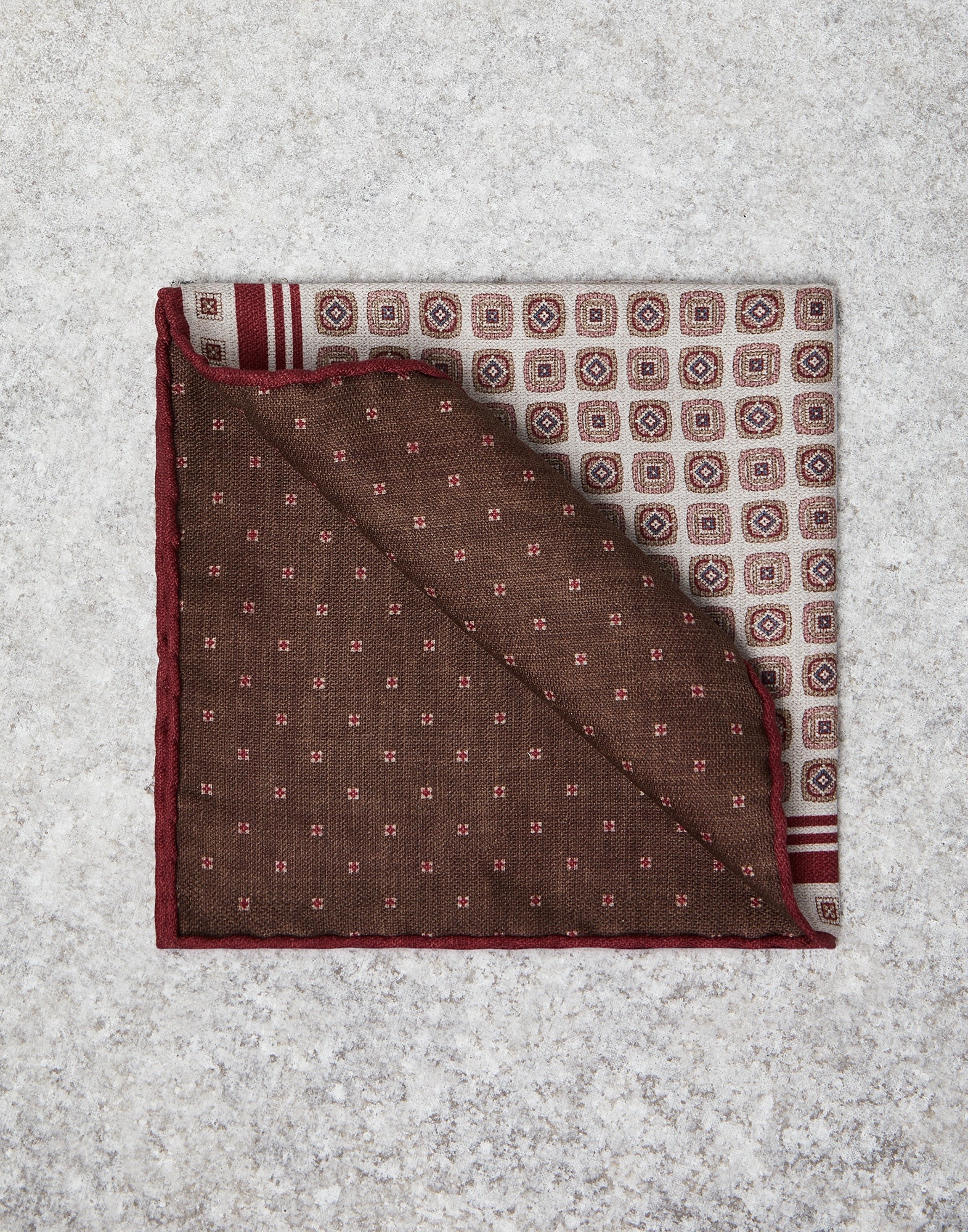 Double face silk pocket square with geometric design - 1