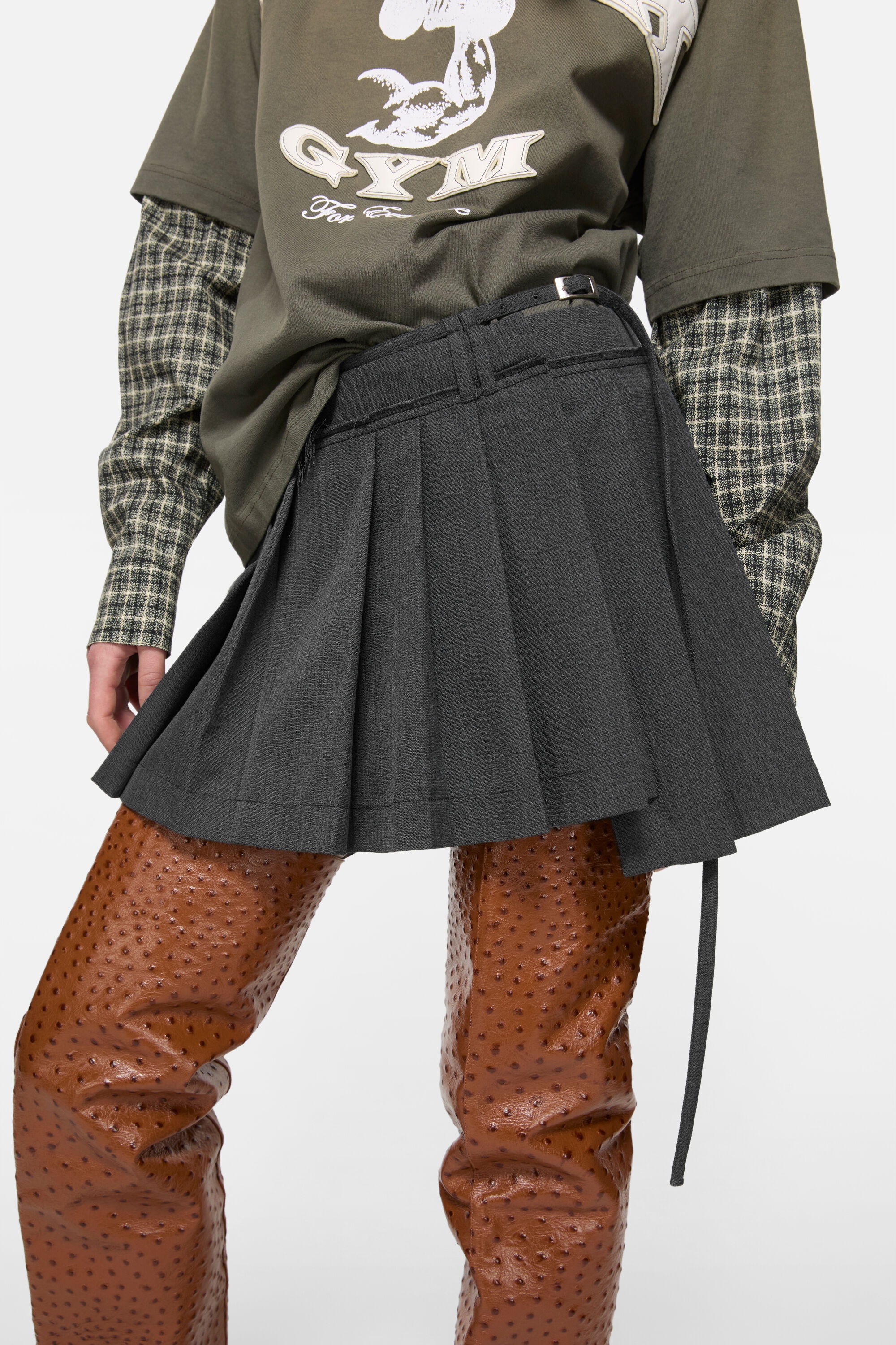 Pleated skirt - Dark grey - 4
