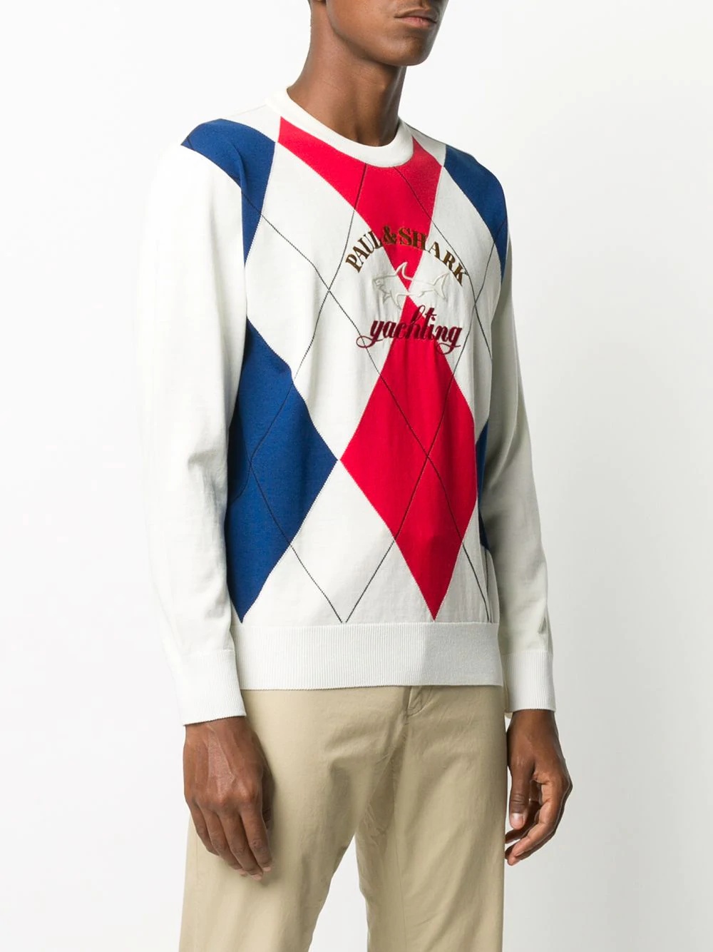 logo argyle knit jumper - 3