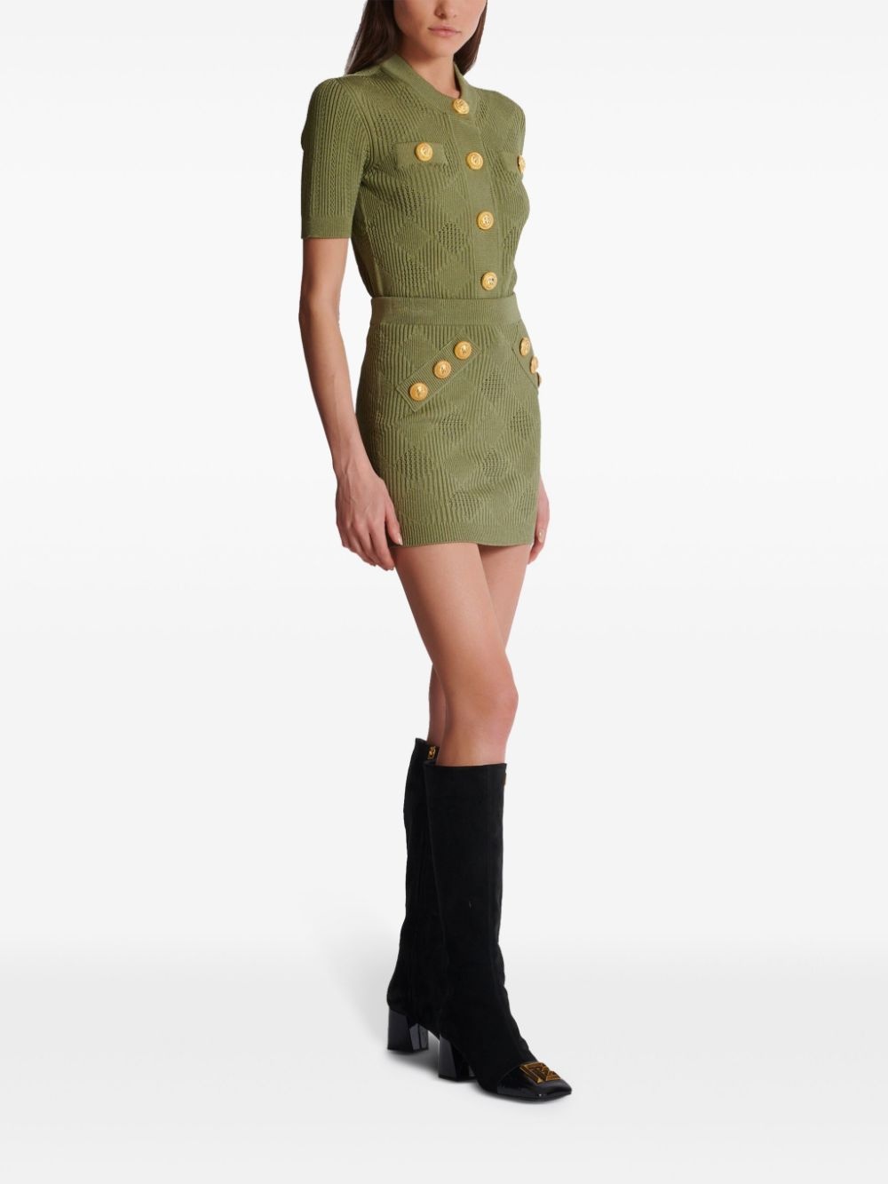 check-pattern mini skirt - 3