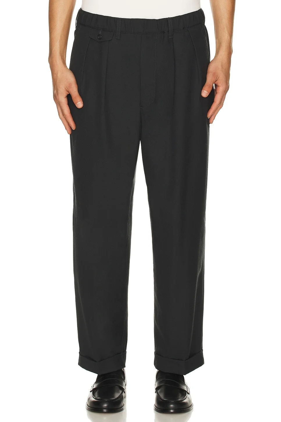 2 Pleats Relax Trousers Laundry Wool - 1