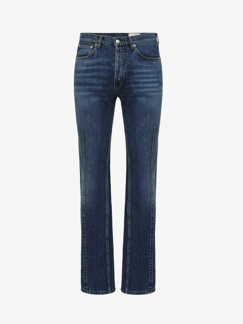 Men's Darted 청바지 에 Washed Blue - 1