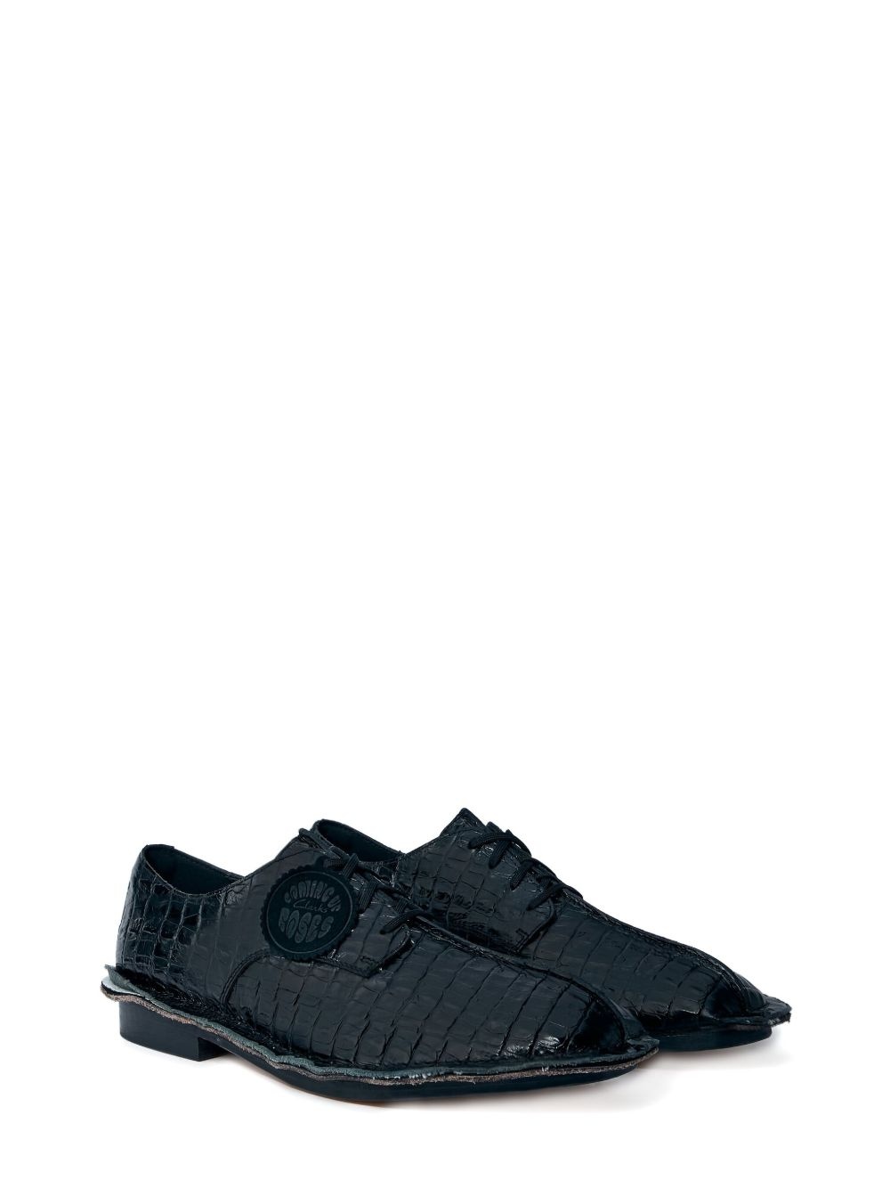 crocodile-embossed lace-up shoes - 2