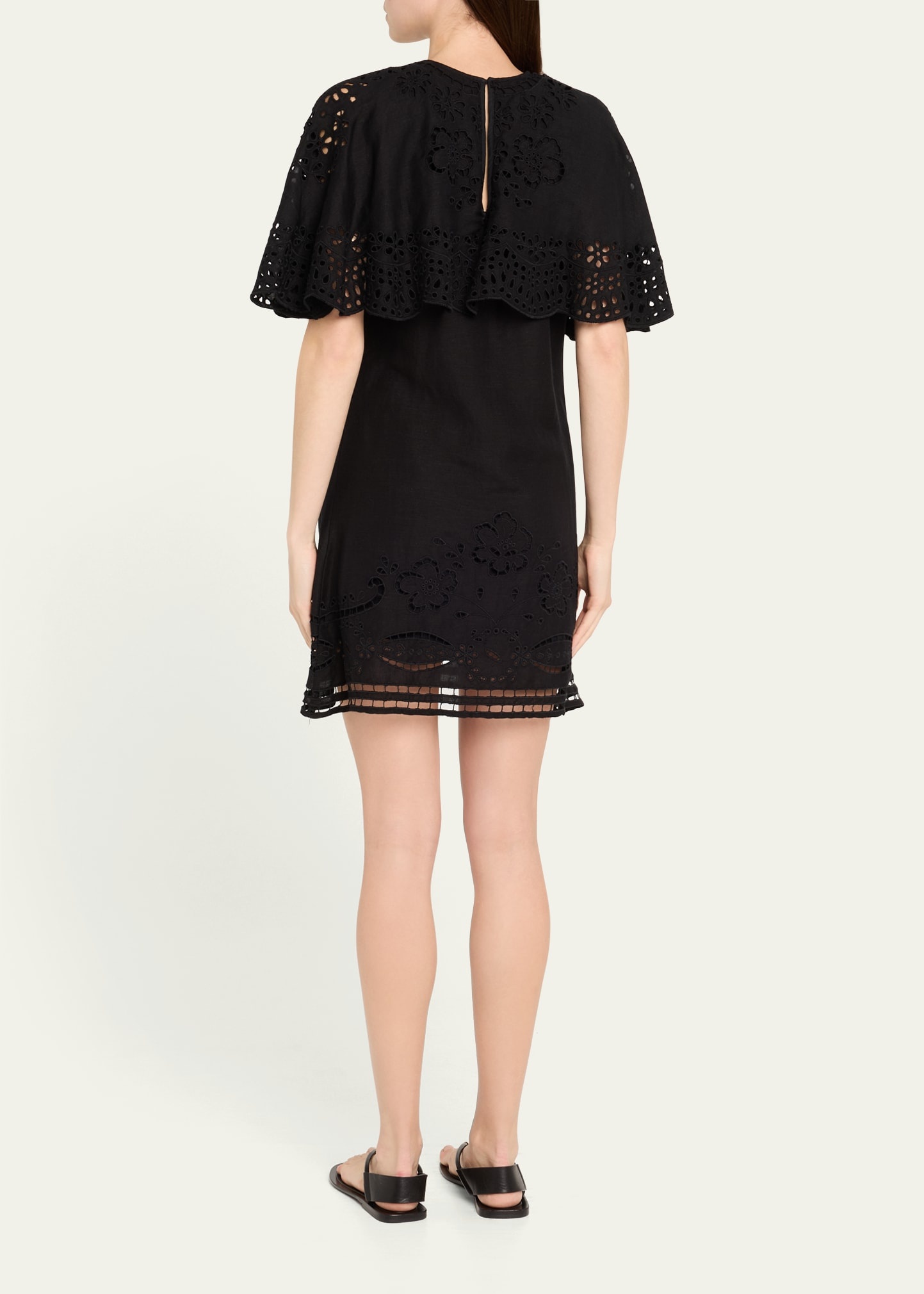 Lula Embroidered Cape-Sleeve Mini Dress - 3