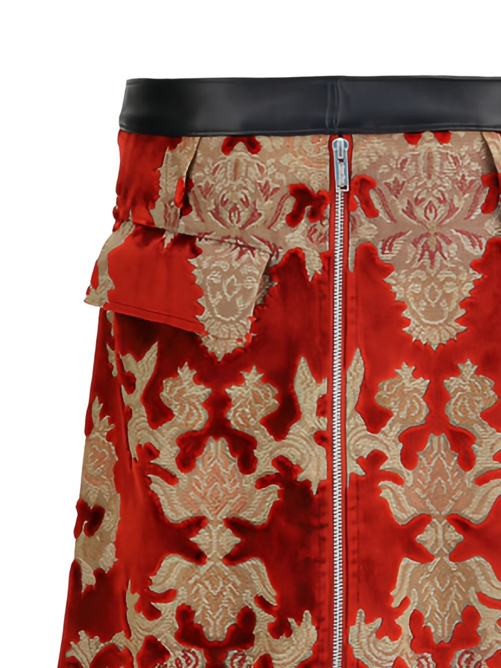 leather-trimmed skirt - 4