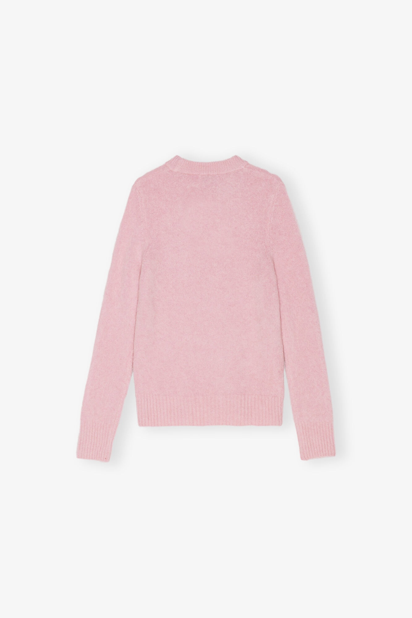 PINK BRUSHED ALPACA O-NECK SWEATER - 6