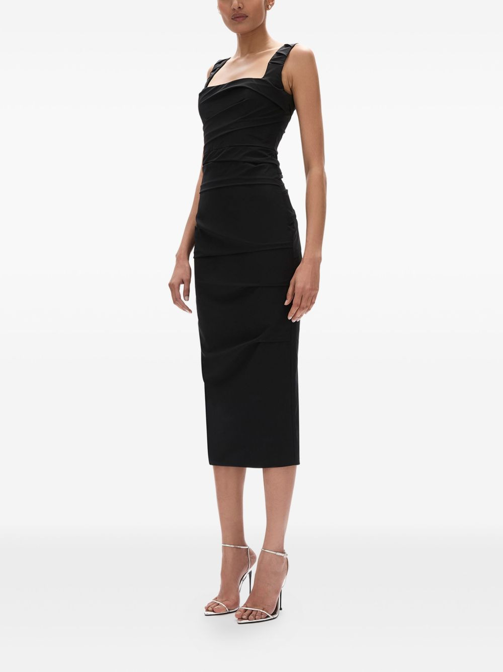 square-neck draped midi dress - 4