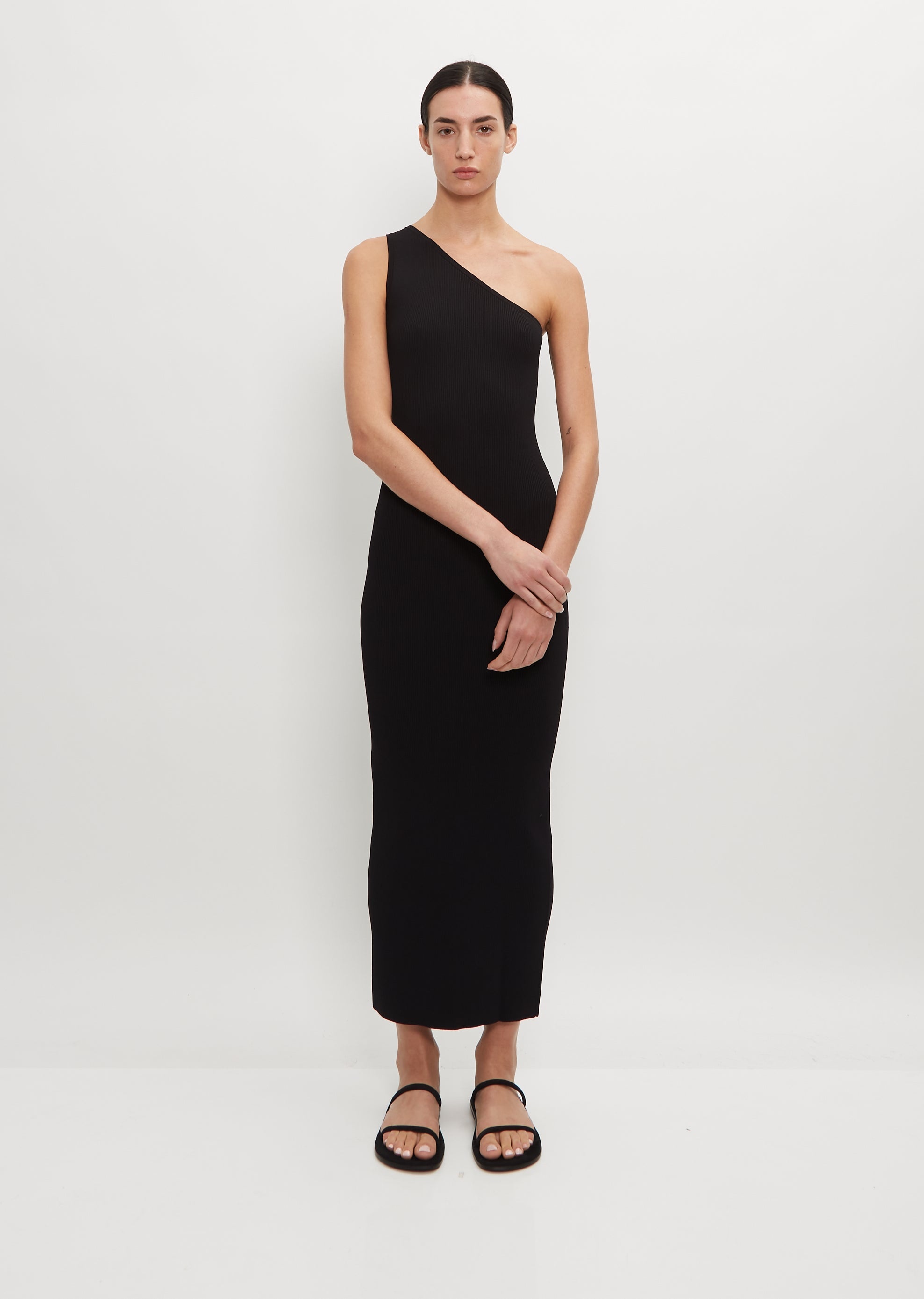 One-Shoulder Ribbed Dress - 1