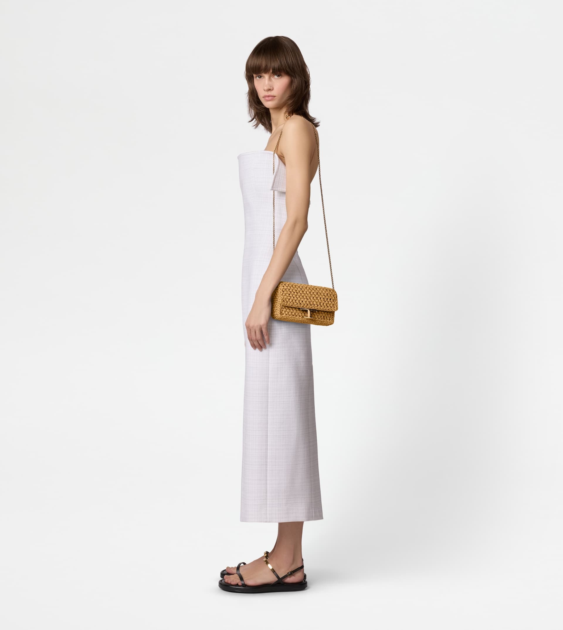 T TIMELESS FLAP BAG IN RAFFIA MICRO - BEIGE - 7