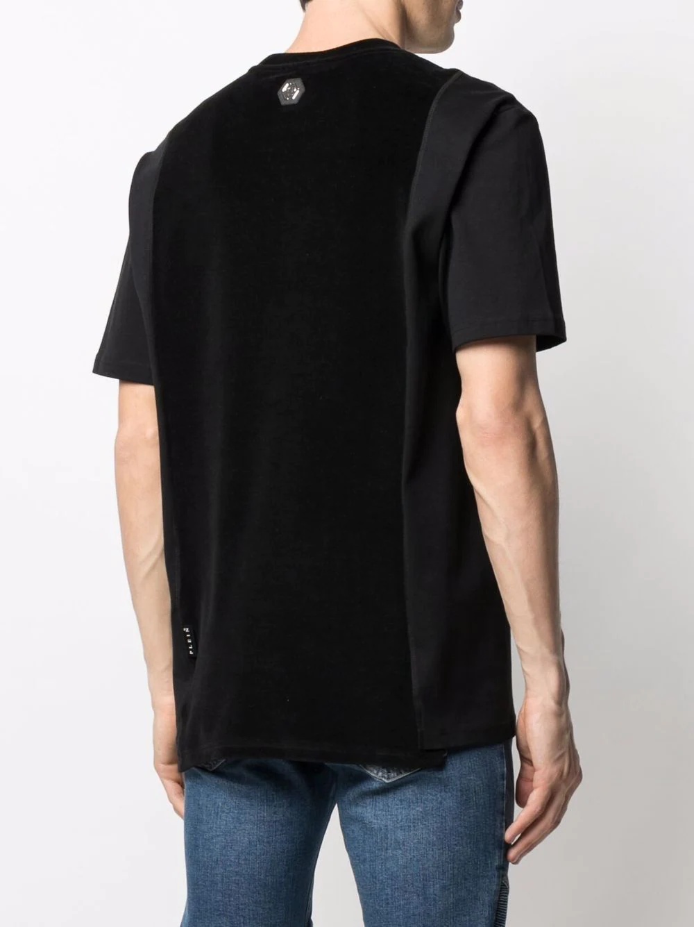 embroidered logo velvet T-shirt - 4