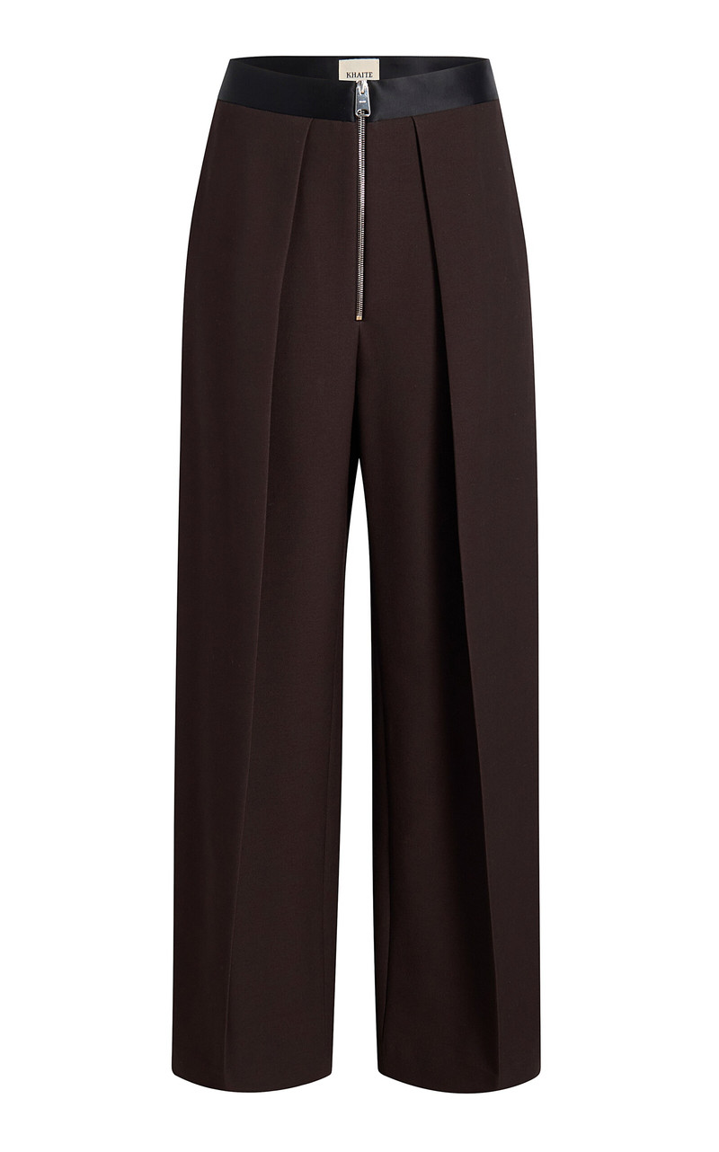 Marine Zipped Crepe Wide-Leg Pants brown - 1