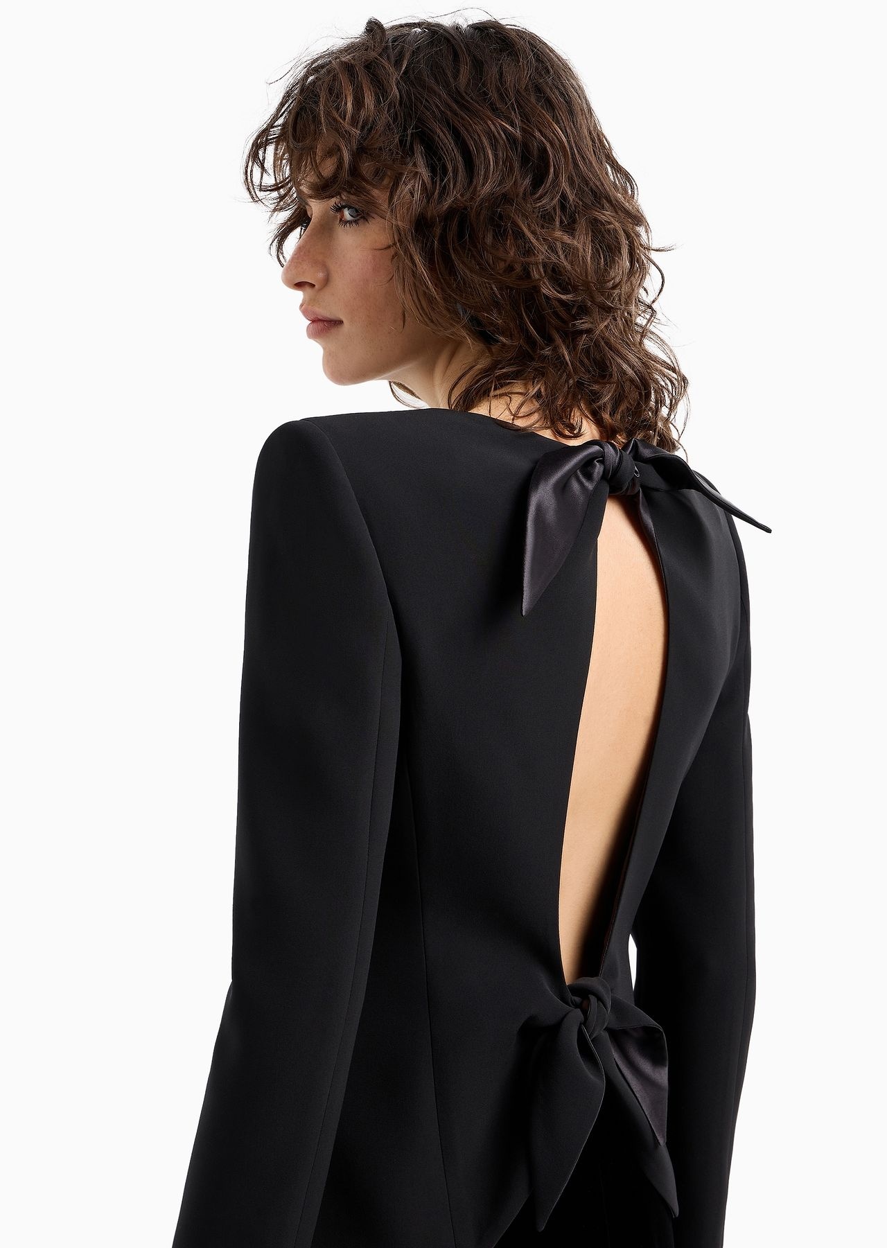 Silk cady zip-up jacket with bows - 5