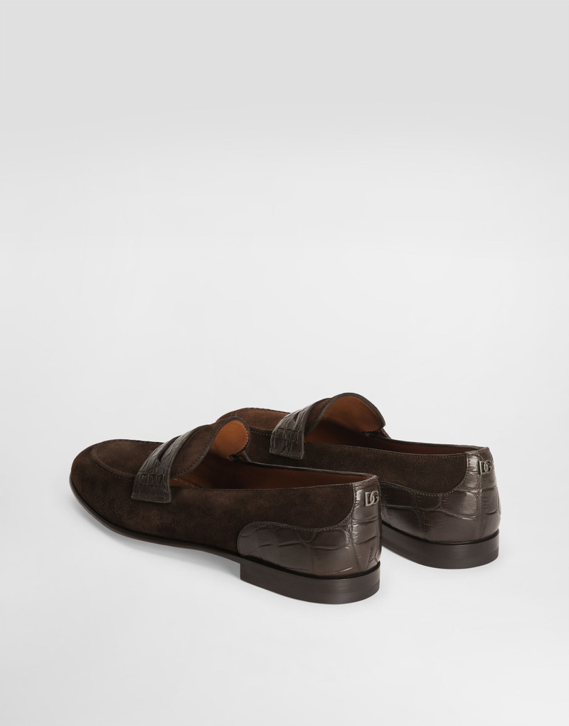 Dolce & Gabbana Split calfskin and alligator slippers outlook