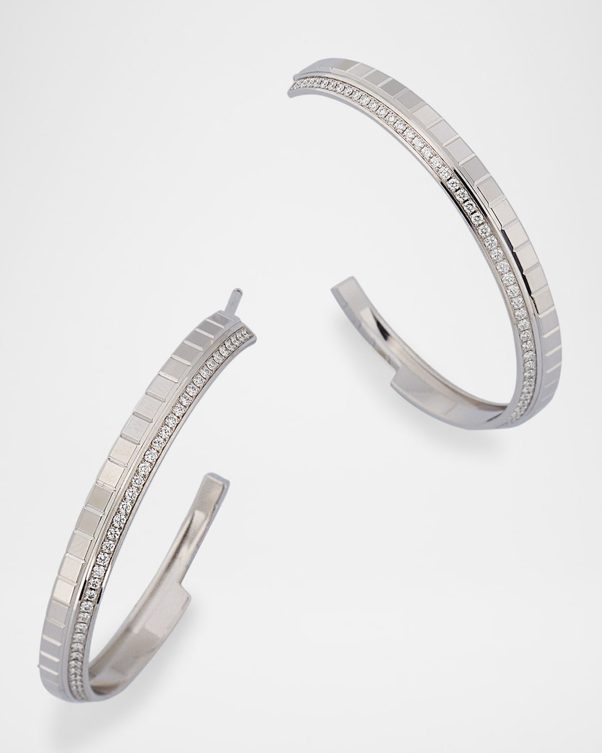 Ice Cube 18K White Gold Diamond Hoop Earrings - 3
