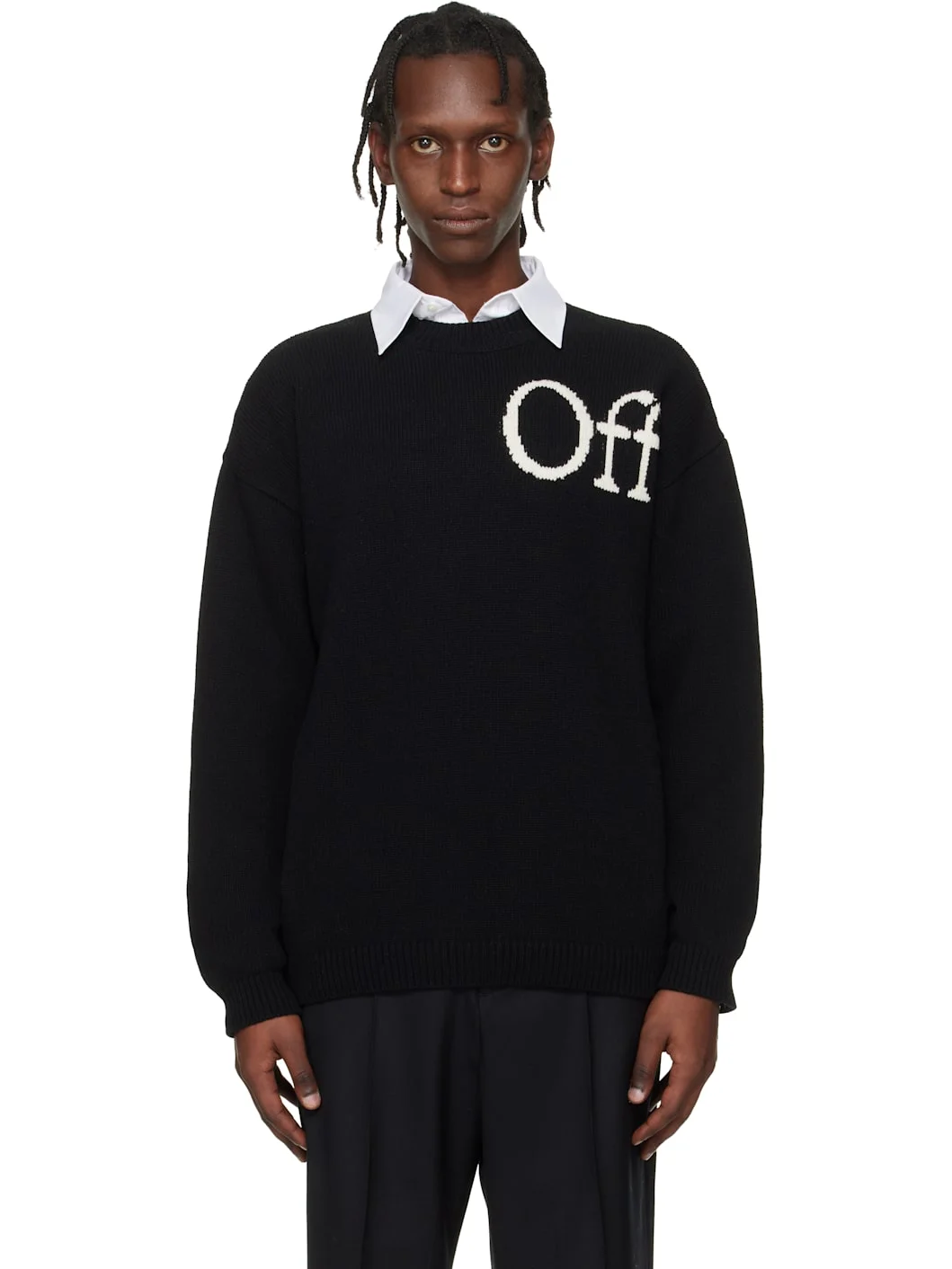 Black Bookish Knit Crewneck Sweater - 1