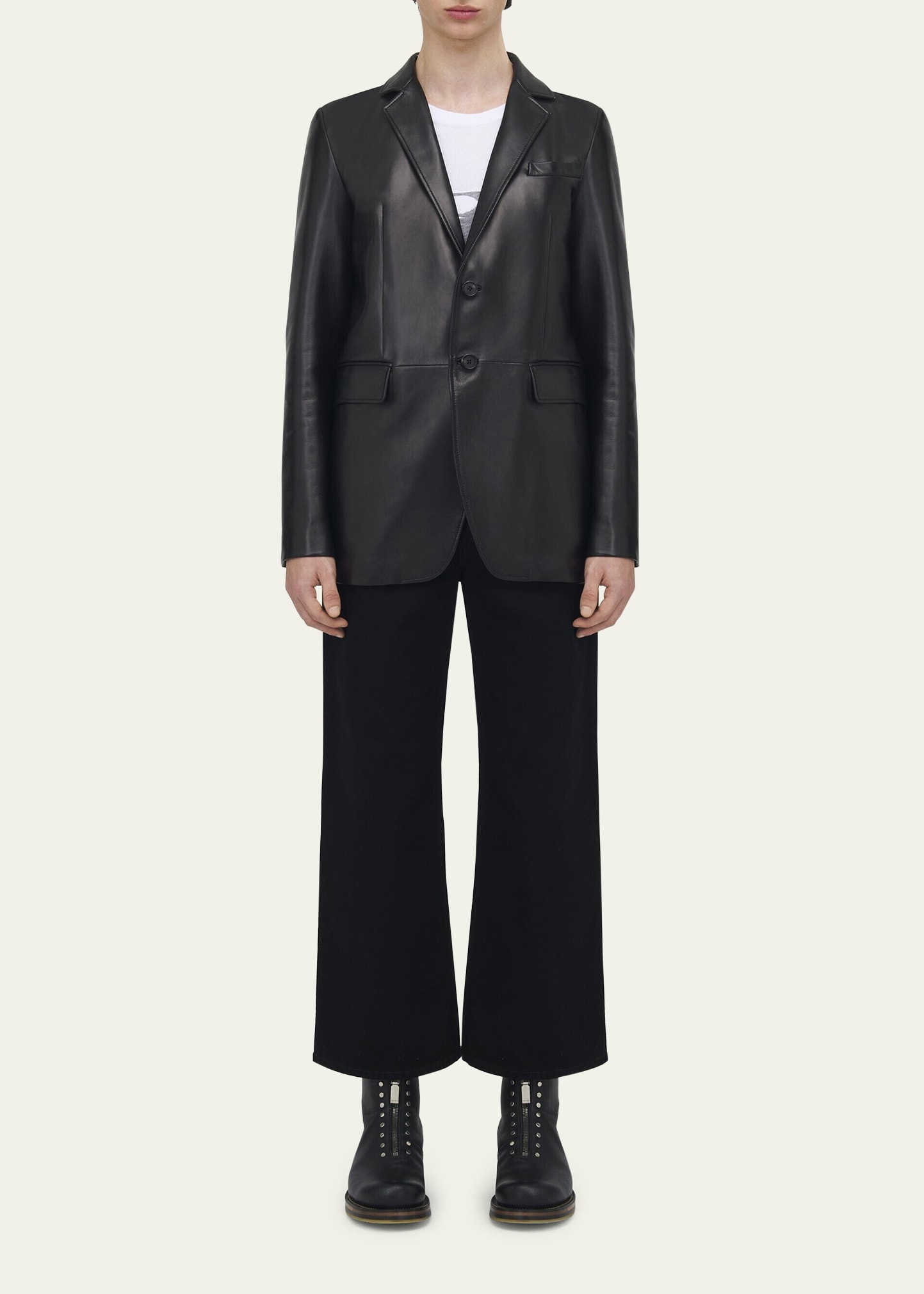 Men's Leather Two-Button Blazer - 2