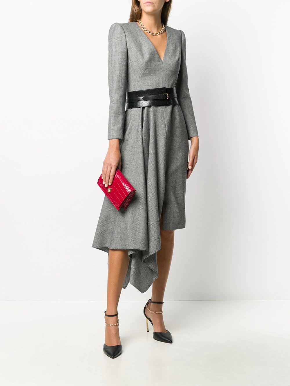 draped skirt midi dress - 2