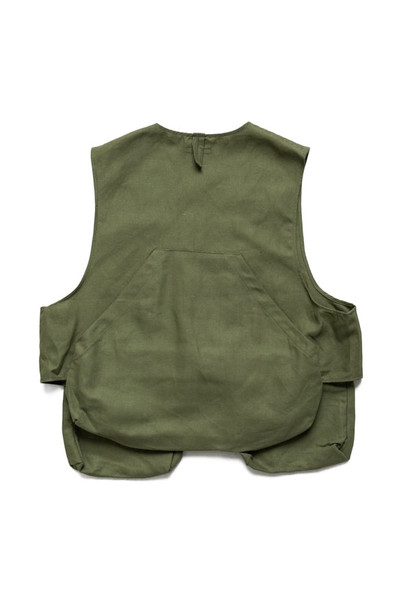 Engineered Garments Fowl Vest Cotton Hemp Satin - Olive outlook