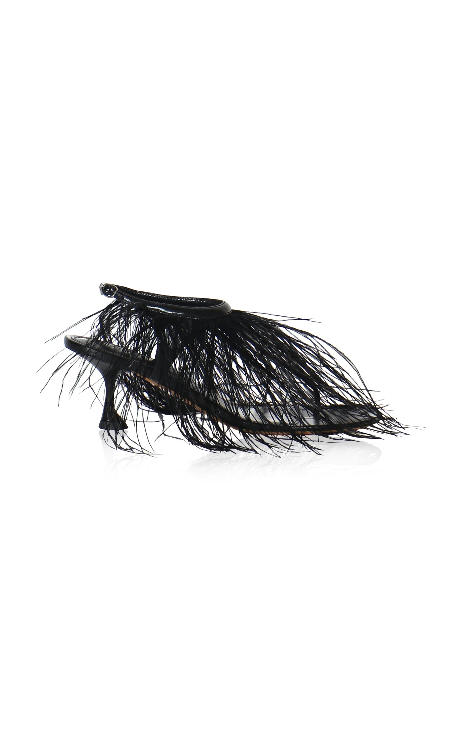 Tee Thong Feather-Embellished Leather Sandals black - 1