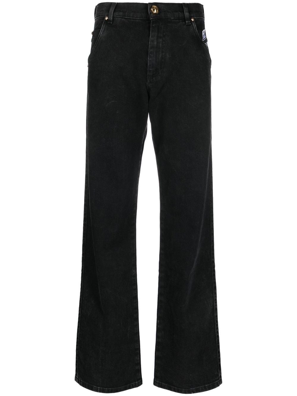 logo-embroidered straight-leg jeans - 1