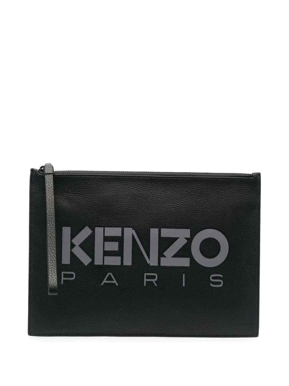 logo-print leather clutch bag - 1