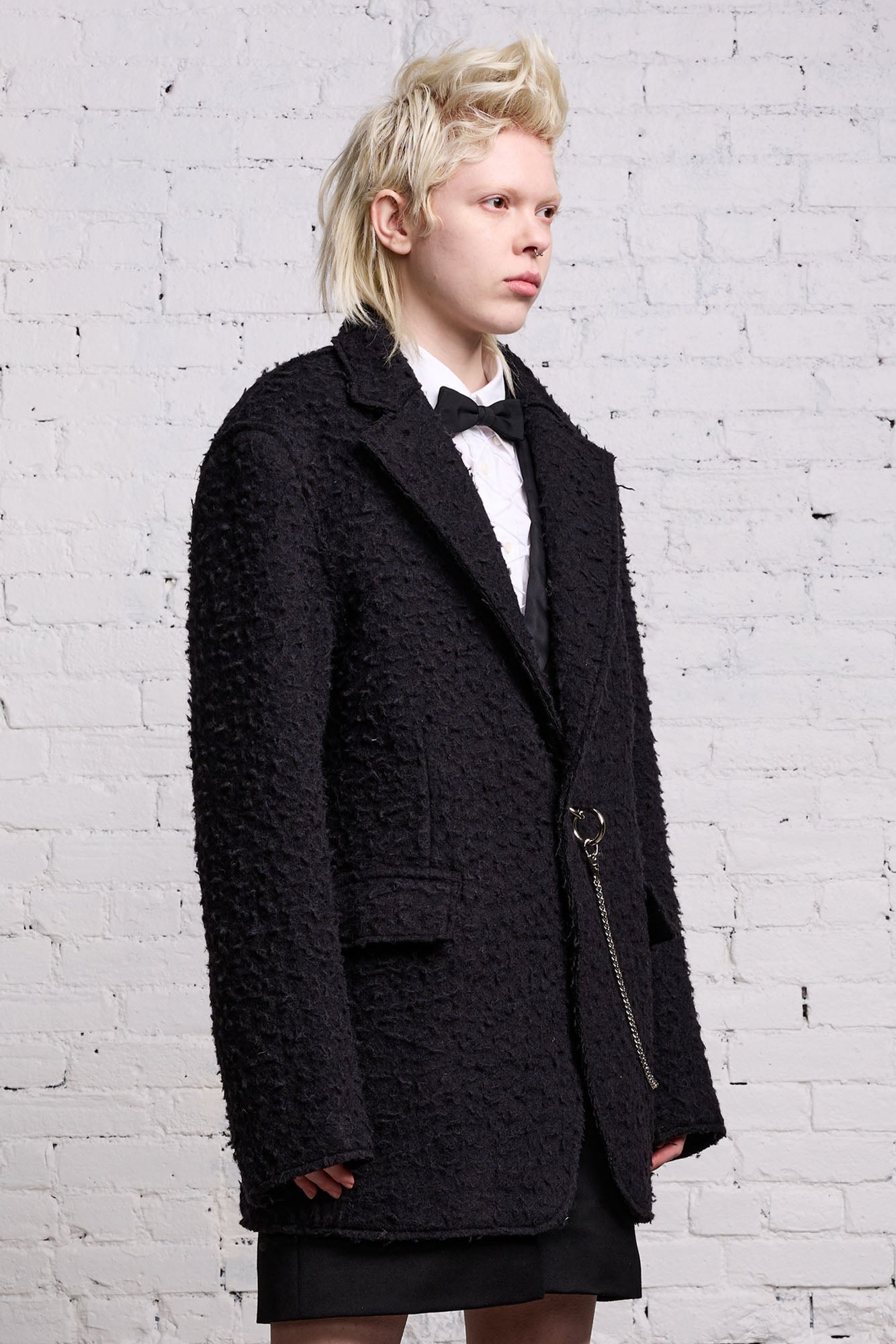 RAW CUT RAGGED BLAZER - BLACK WOOL - 5