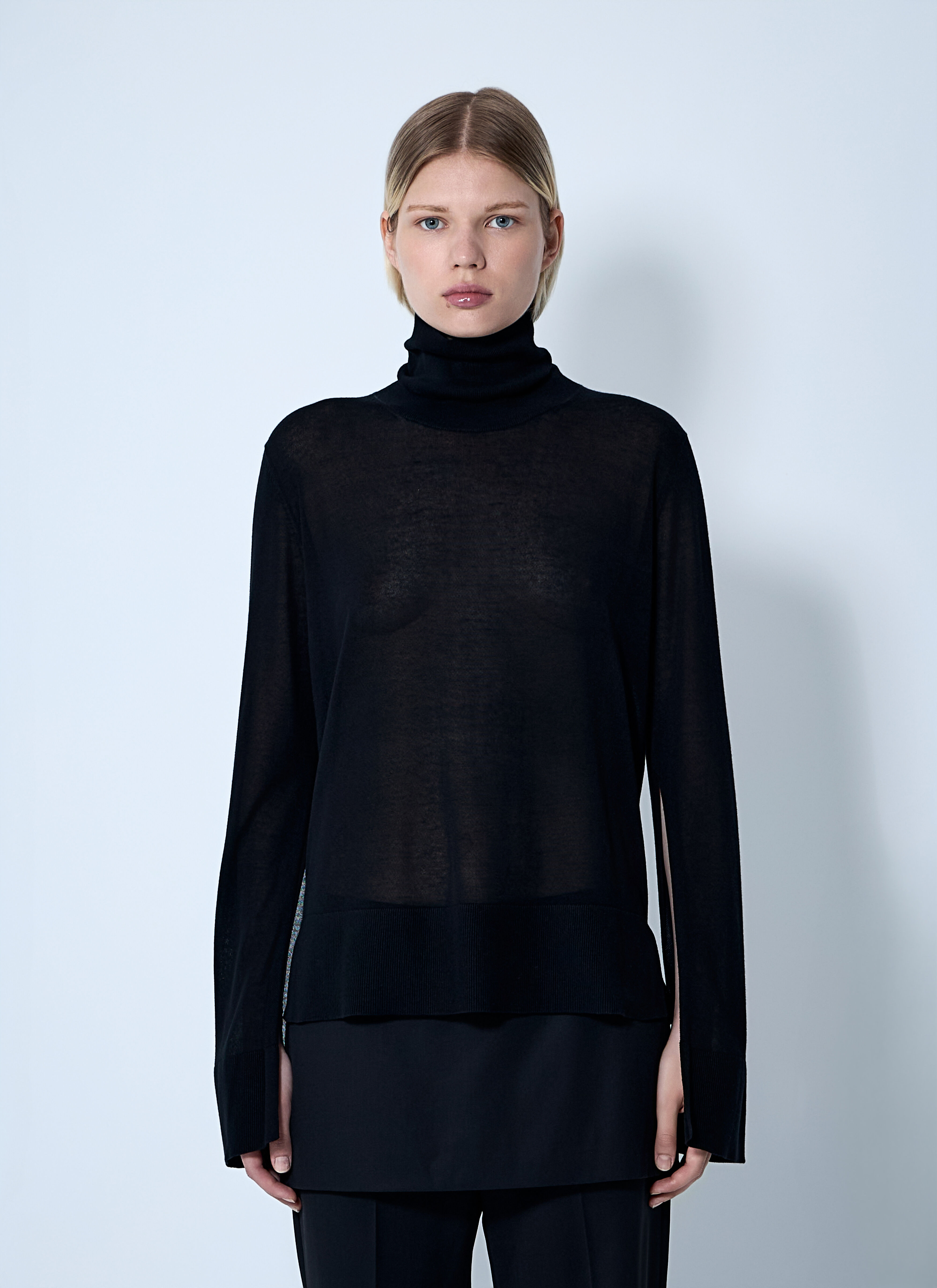 Slit Sleeve Turtleneck - 1