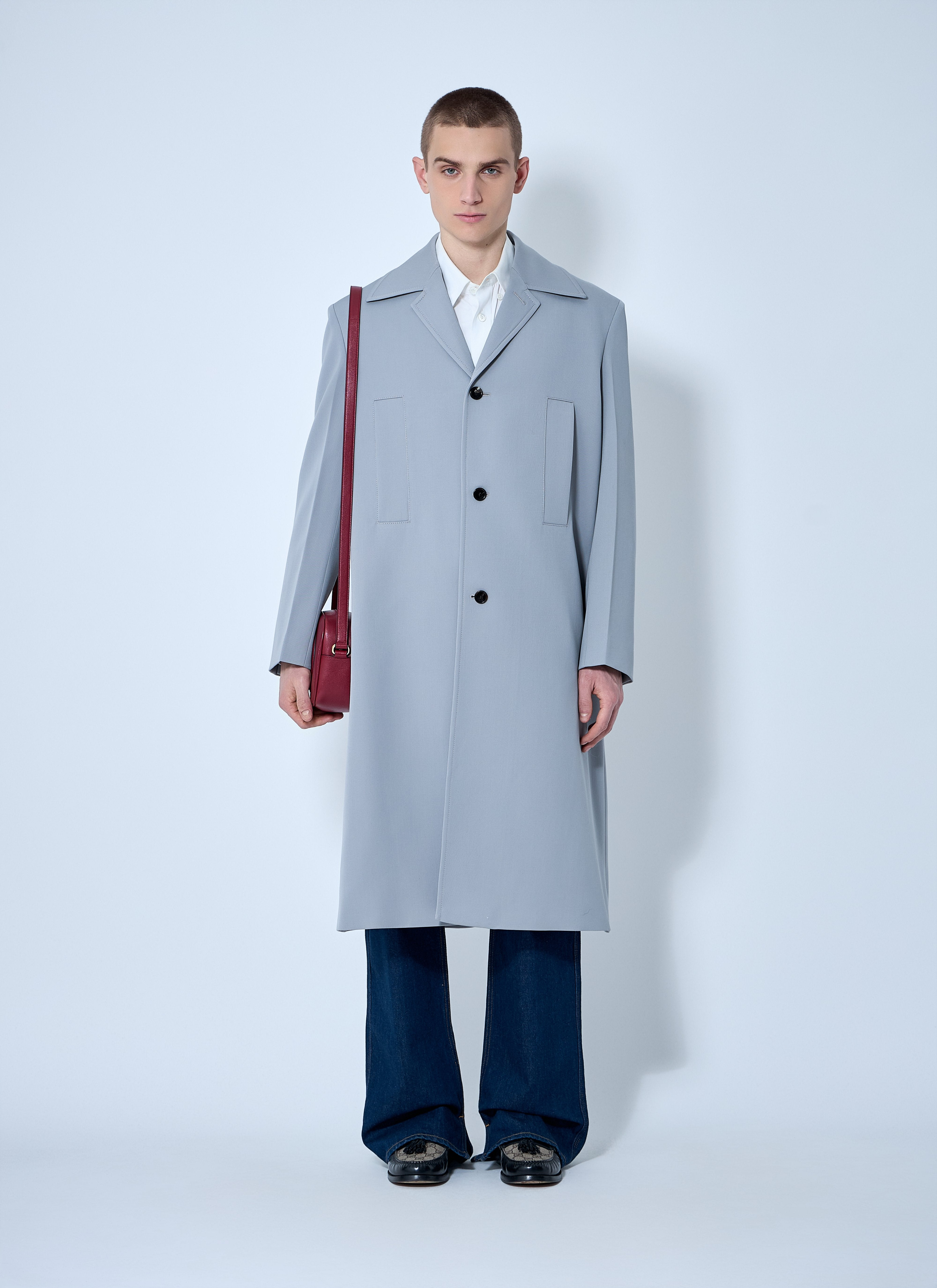 Gucci Men Single-Breasted Wool Coat - 2