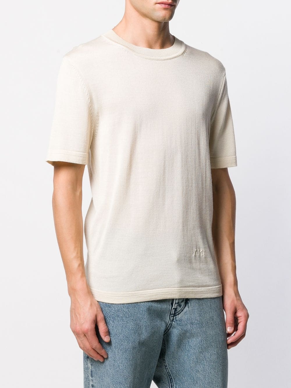 crew neck short-sleeved knitted sweater - 3