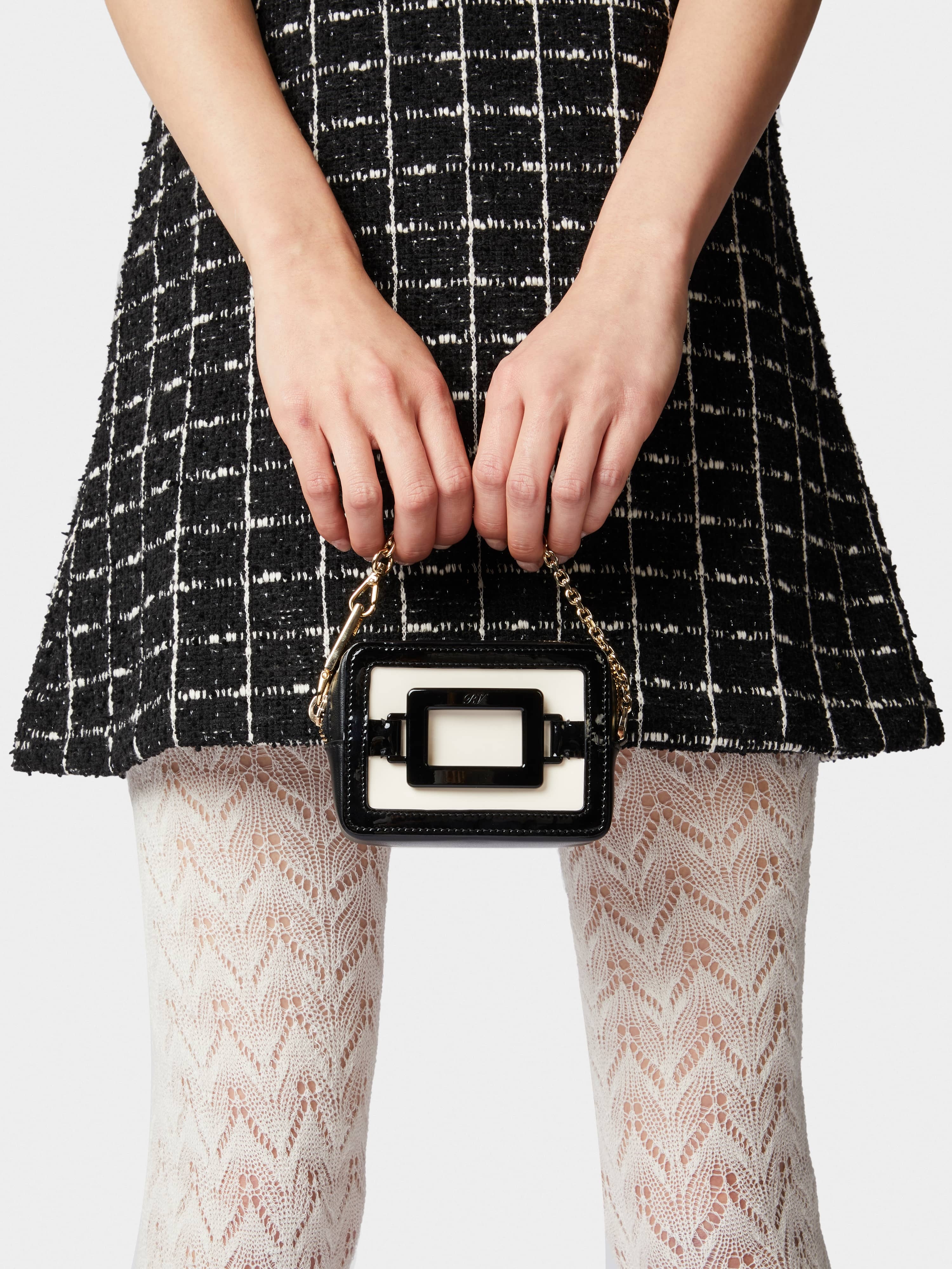 Belle Vivier Cube Charm Lacquered Buckle Micro Bag in Patent Leather - 7