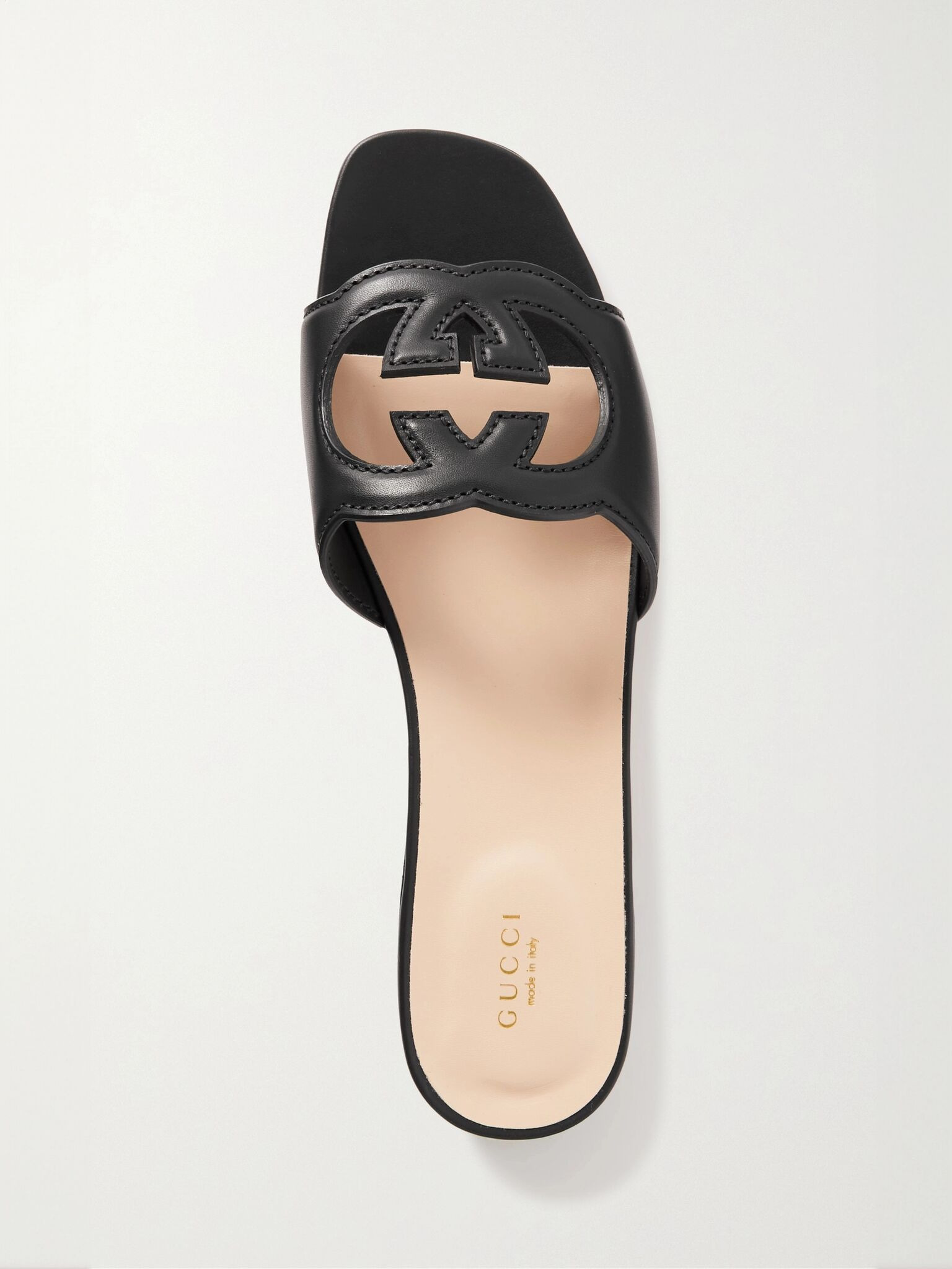 Cutout leather slides Black - 2