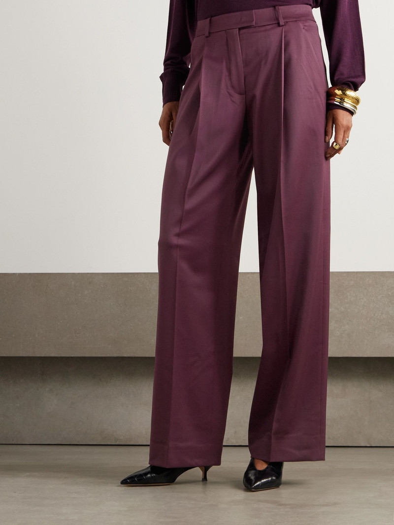 Wool-blend wide-leg pants Burgundy 3