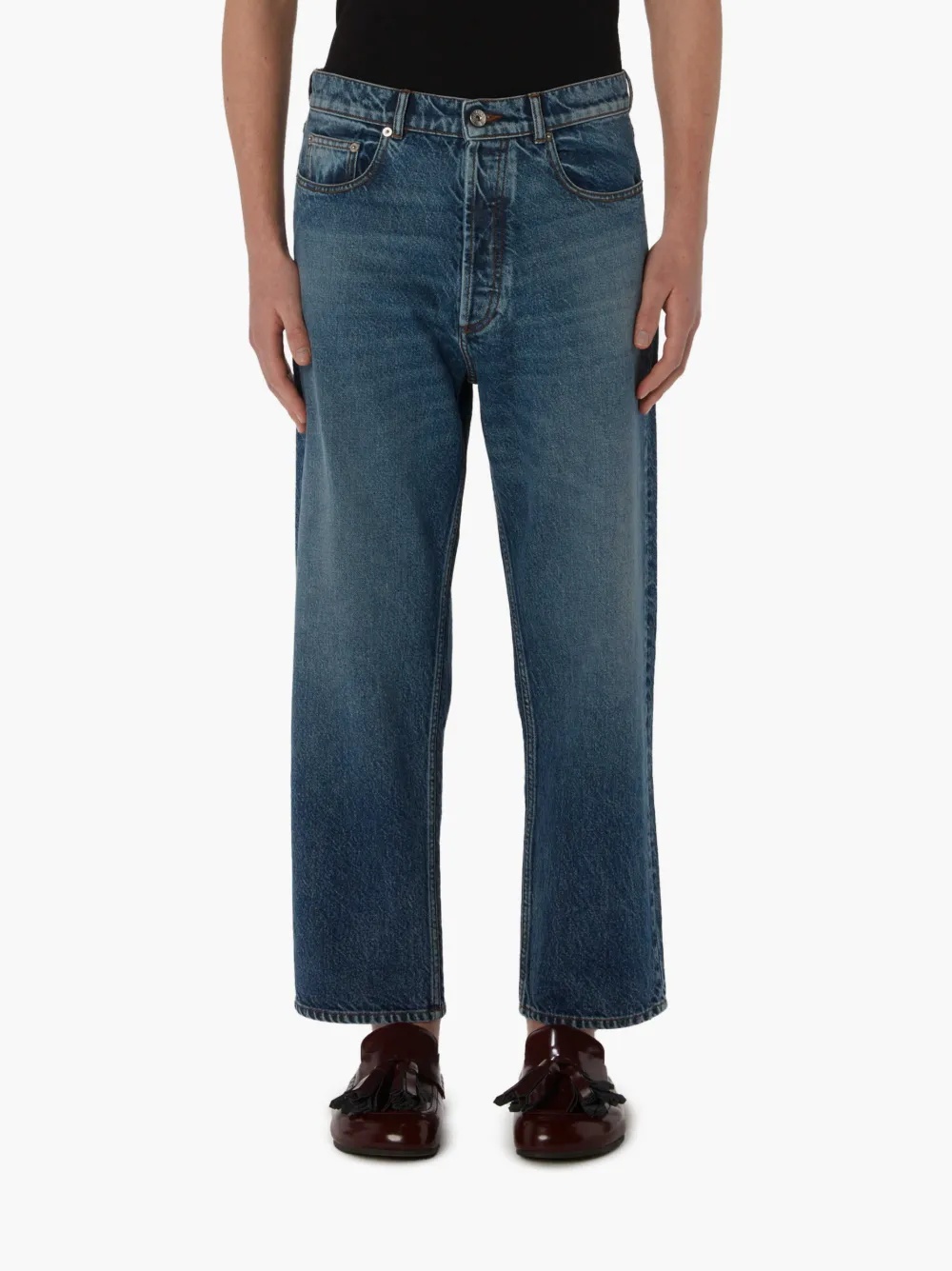 CROPPED STRAIGHT LEG DENIM JEANS - 2