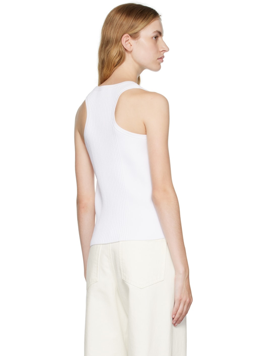 White Racer Back Tank Top - 3