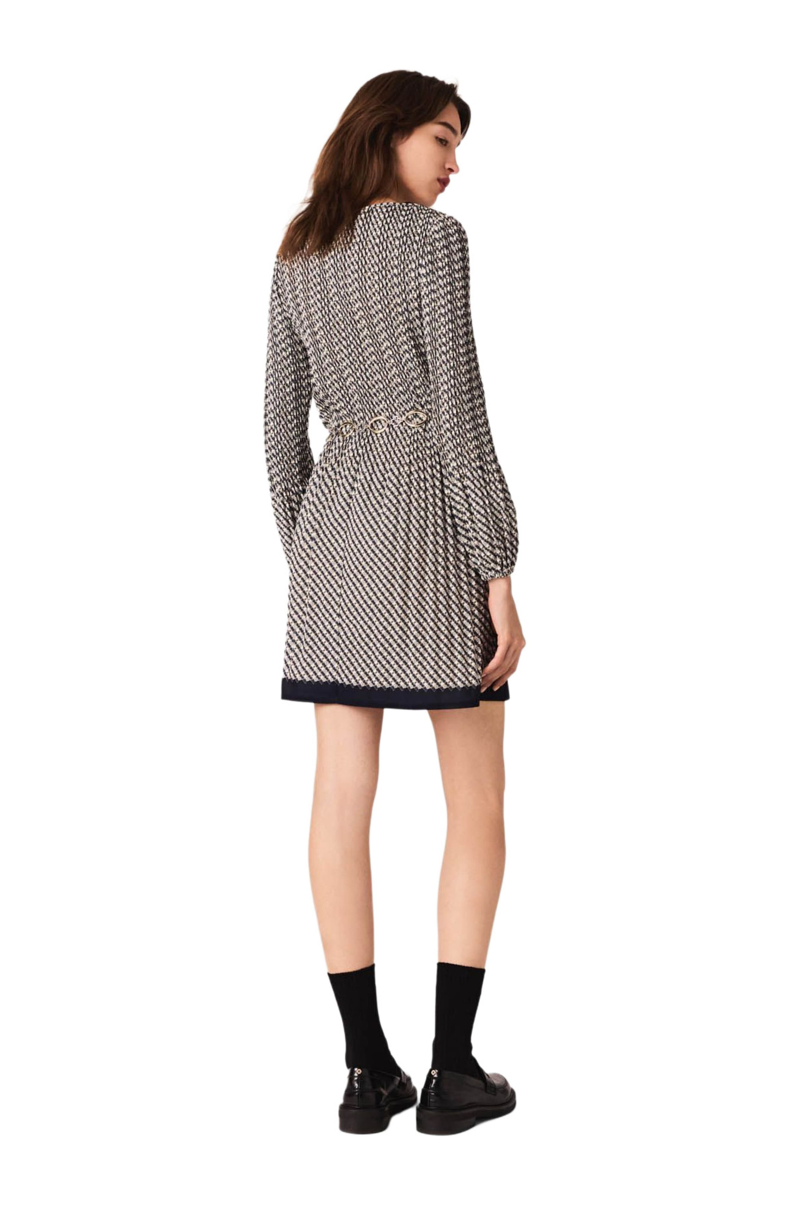 maje Printed pleated mini dress in Ecru Print-Tie at Nordstrom - 3