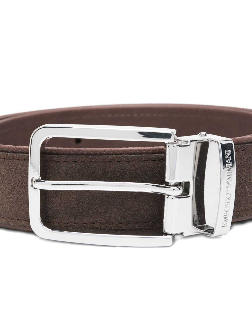 rectangle-buckle suede-leather belt - 3
