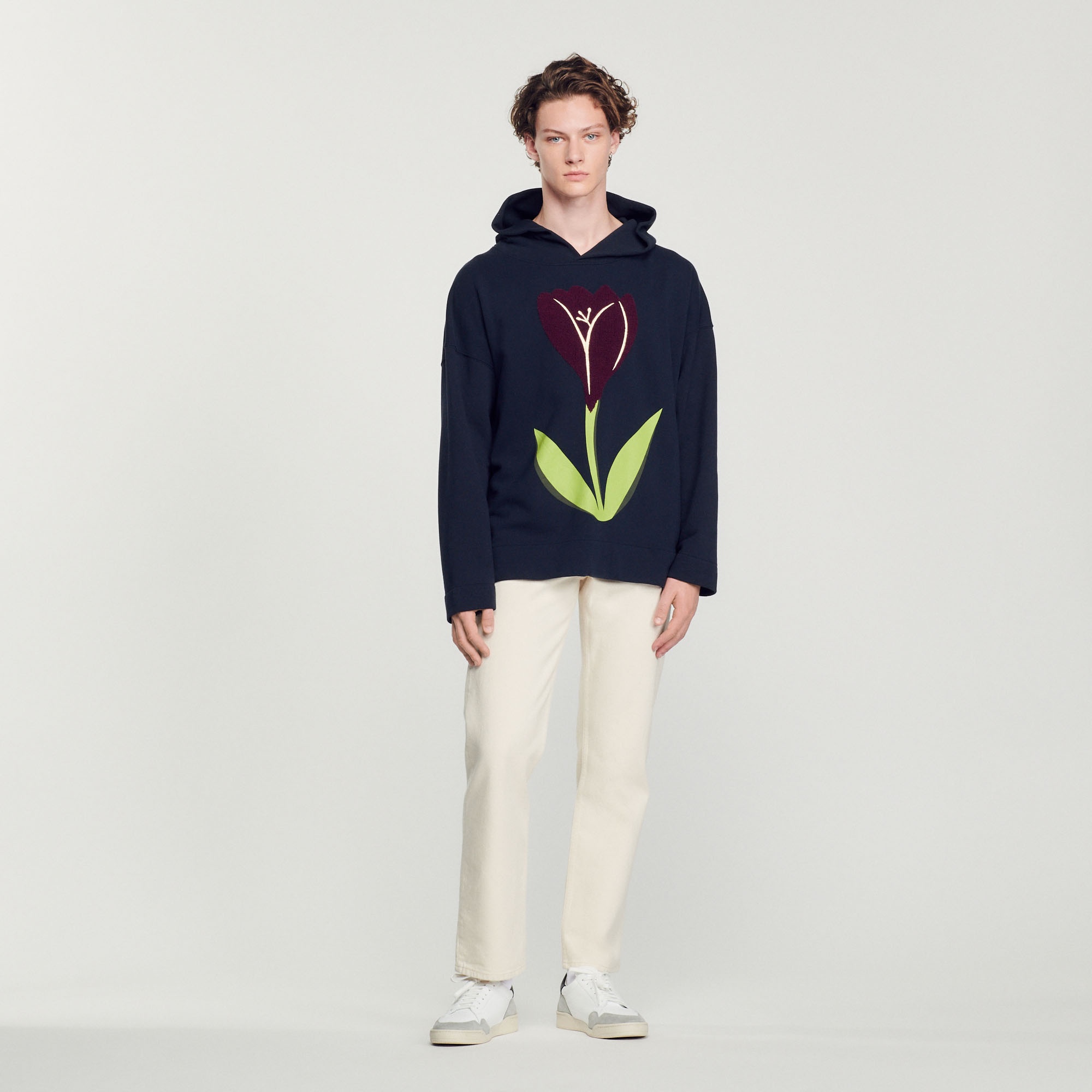 Embroidered tulip hoodie - 3